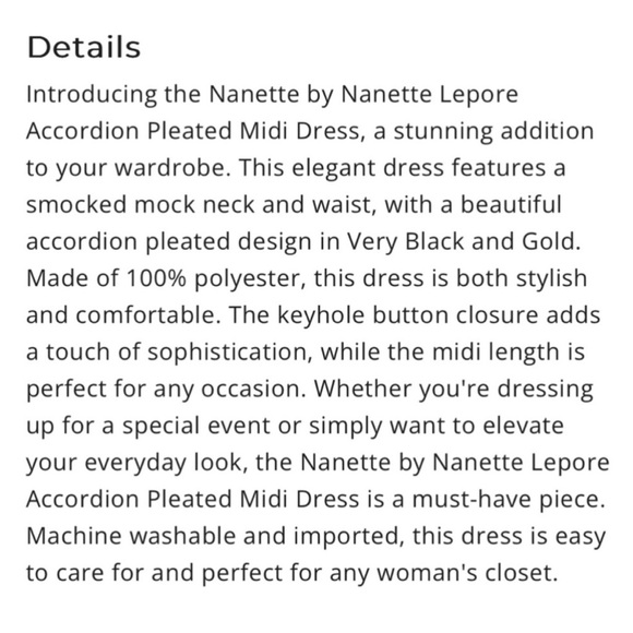 Nanette Lepore Black Gold Sleeveless Pleated Dress Size 2 - Picture 13 of 13